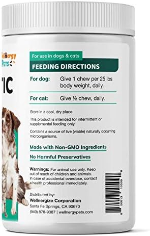 Wellnergy Daily Probiotic & Prebiotics Soft Chew for Dogs & Cats - Digestive Support for Diarrhea, Constipation, Upset Stomach, Indigestion & Gas - Helps Digestion, Allergy Skin & Immune Health 160ct