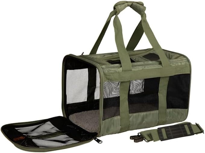 Sherpa Deluxe Guaranteed On Board Soft-Sided Dog & Cat Carrier, Green, Medium