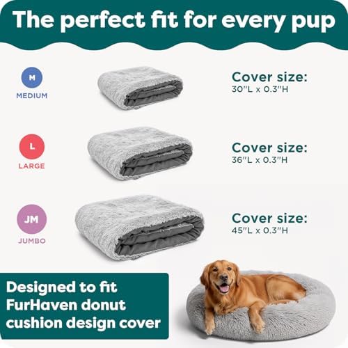FurHaven Replacement Calming Donut Bed Cover, Misty Gray, Large