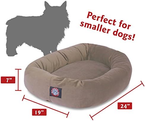 Majestic Pet Suede Calming Dog Bed, 24 Inch Small, Round, Washable, Stone