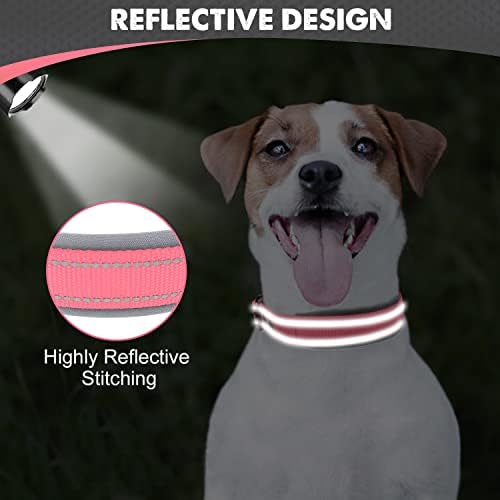 Joytale Reflective Dog Collar for Small Dogs with Wide Padding, Pink
