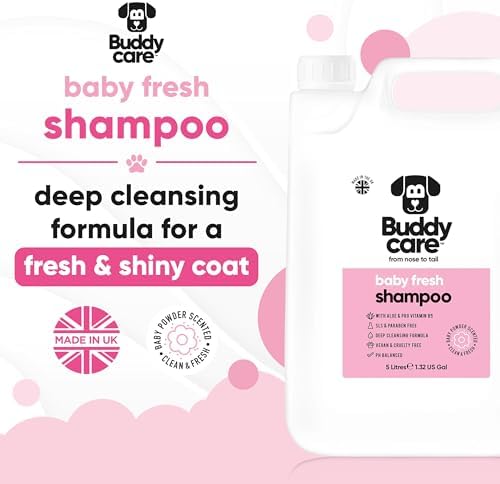 Baby Fresh Dog Shampoo by Buddycare | Deep Cleansing Shampoo for Dogs | Fresh Scented | with Aloe Vera and Pro Vitamin B5 (169.07oz)