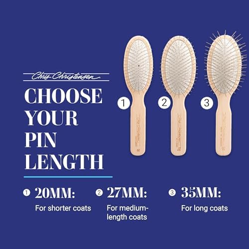 Chris Christensen 20 mm Oval Pin Dog Brush, Stainless Steel, Brown, Oval