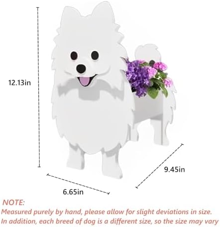 White Pomeranian Dog Planter Pots, Animal Shaped Flower Pot