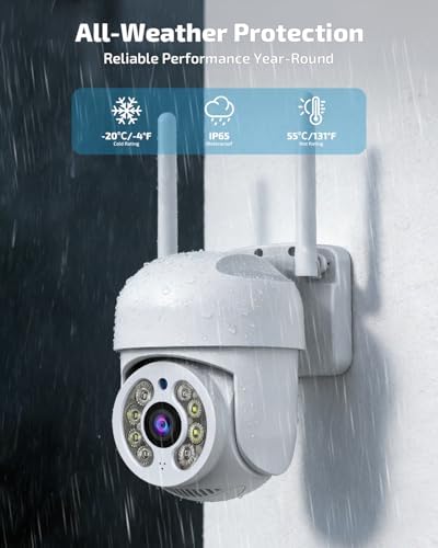 Wireless Outdoor PTZ Security Camera, Home WiFi Video Surveillance Cameras