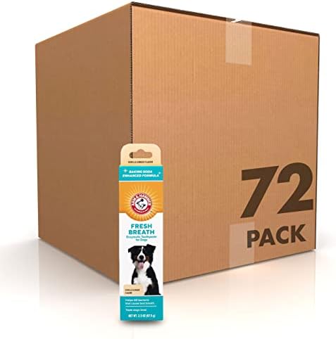 Arm & Hammer Fresh Breath Enzymatic Dog Toothpaste, 2.5 Oz, 72-Pack | Baking soda dental gel eliminates bad breath, safe for daily use in puppies and adult dogs