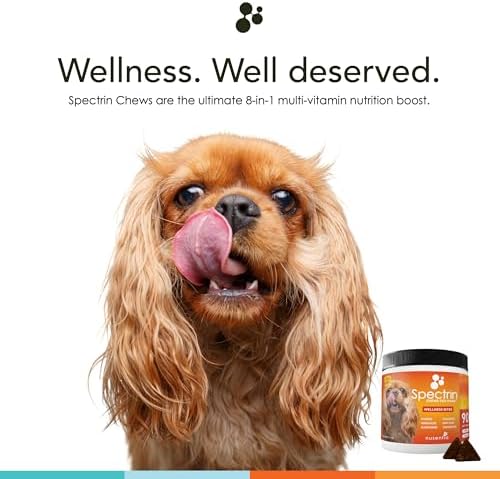 Chew Vitamins for Dogs (90 ct), Glucosamine for Joint Support with Antioxidants, Omega-3 & Vitamins for Skin, Liver and Heart Health - Spectrin