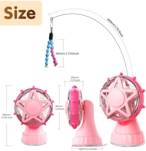 2in-1 Cat Slow Feeder and Interactive Cat Puzzle Toy,Ferris Wheel Treat Dispenser with Strong Suction Cup Base and Adjustable Food Leakage Holes,Food-Grade BPA-Free PP Cat Toys (Pink)