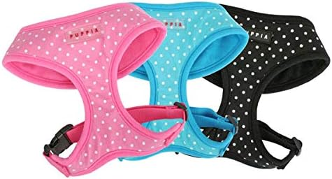Puppia Dotty Dog Harness Over-The-Head No Pull No Choke Walking Training Adjustable for Small & Medium Dog, Large, Pink
