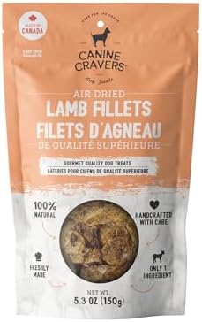 Canine Cravers Single Ingredient Dog Treats - Premium Lamb Fillets, 5.3oz