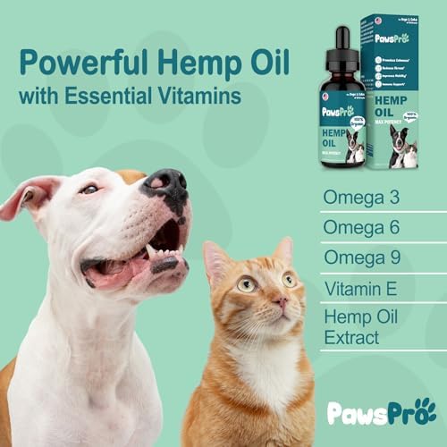 4-Pack Hеmp Oil for Dogs and Cats - Hip and Joint Support - Skin and Coat Health - with Omega 3, 6, 9 and Vitamins - Max Potency