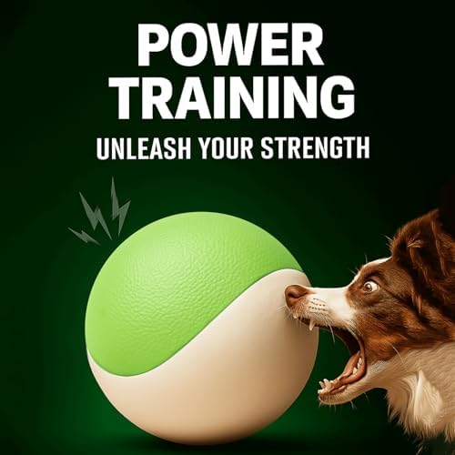Squeaky Dog Toy, Durable Rubber Ball, Medium & Large Dogs, Green White