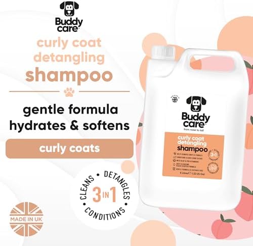 Curly Coat Dog Shampoo by Buddycare | Deep Cleansing Shampoo for Dogs | Fresh Scented | with Aloe Vera and Pro Vitamin B5 (169.07oz)