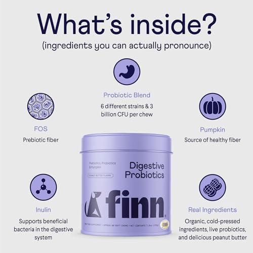 Finn Digestive Probiotics for Dogs - Pumpkin & Prebiotics - Peanut Butter