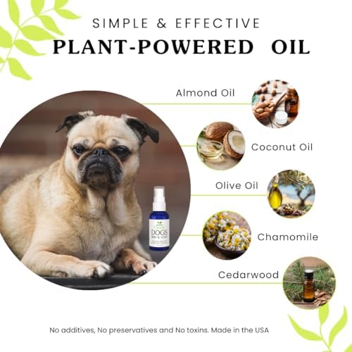 Natural Skin & Coat Oil for Dogs – Coconut, Olive & Almond Oil Dog Moisturizer for Dry, Itchy Skin & Dull Coats | Adds Shine, Softness & Helps Reduce Shedding | Lick Safe, Made in USA