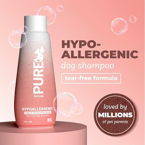 TropiClean Pure Puppy Shampoo, Hypoallergenic Dog Shampoo for Allergies & Sensitive Skin, Made in USA, Safe for Cats & Kittens, 22 oz. (Pack of 2)