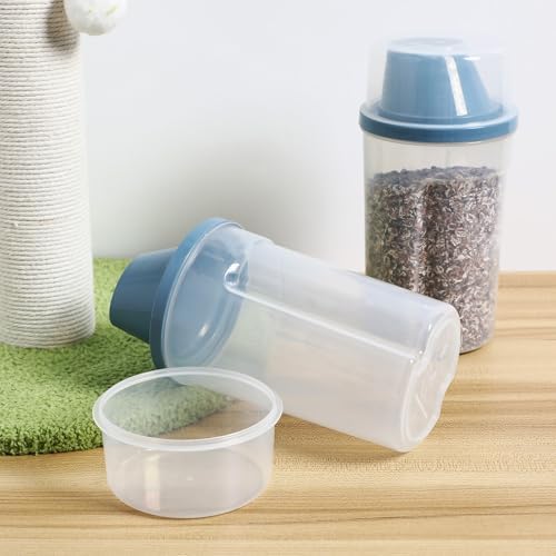2pcs Pet Food Storage Containers Airtight Dog and Cat Food Holders with Lids 1000ml Gray Blue Small Vacuum Seal Bins