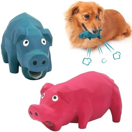 Squeaky Pig Dog Toy that Oinks, Grunting Dog Toy Pig 5.7 inch, Latex Dog Chew Toys for Small & Medium Dogs(2 Pack