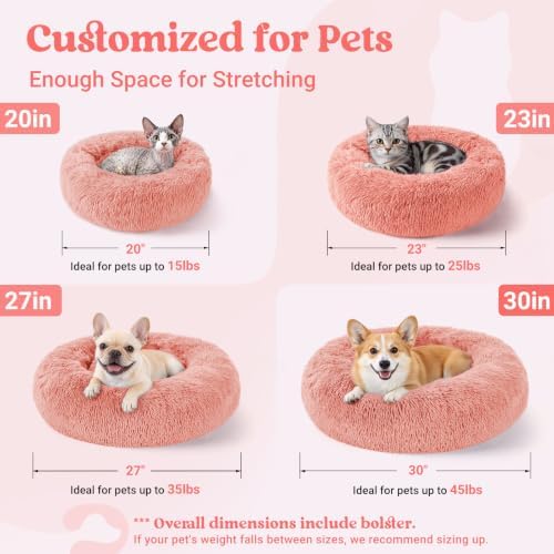 rabbitgoo Calming Cat Beds for Indoor Cats, 20 inches, Pink