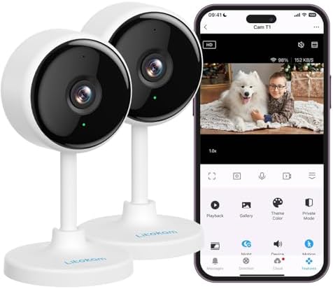 litokam Indoor Camera, Cameras for Home Security with Night Vision, Pet Camera with Phone App, 2K Indoor Security Camera, Motion Detection, 2-Way Audio, WiFi Camera Home Camera Compatible with Alexa