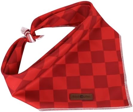 Lionet Paws Christmas Dog Bandana Washable Cotton Handkerchief Scarf Triangle Christmas Red Plaid Dog, Small (Pack of 1), Small, Red