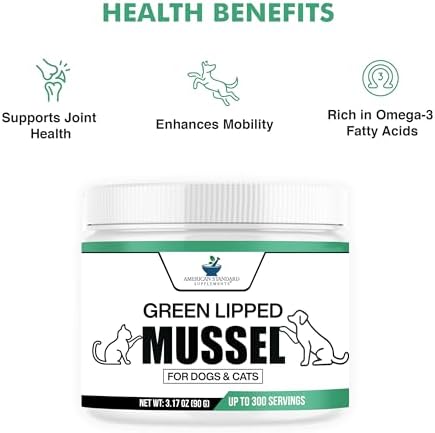 American Standard Supplements Green Lipped Mussel Powder for Dogs & Cats - Joint & Mobility Support - 3.17 oz (90g)