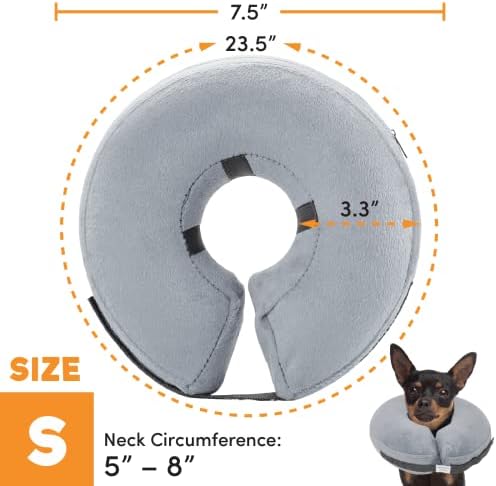 2 Packs Grey Large and Small (Post-Surgical Cones for Dogs, Soft Inflatable Collars for Dogs, Adjustable Protective Collars for Treating Wounds)