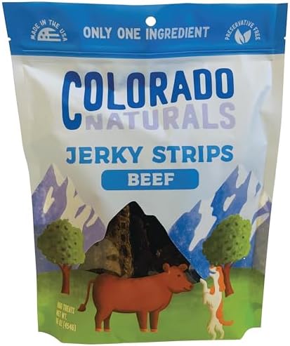 Colorado Naturals Beef Jerky Strips Dog Treats, 16 oz – All-Natural, Made in USA, No Fillers or Preservatives – Great for Muscle Development
