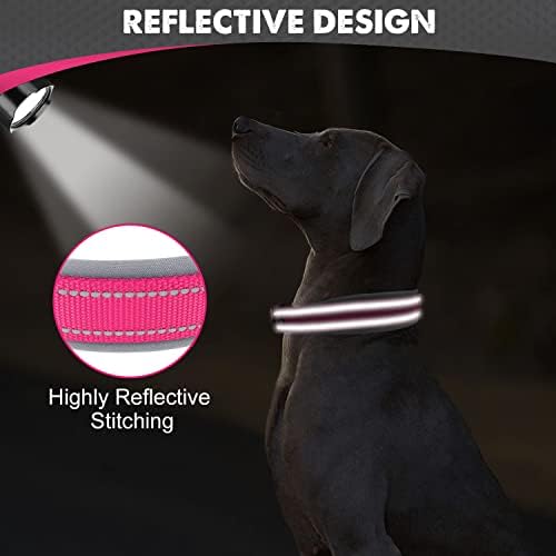Joytale Reflective Dog Collar for Large Dogs with Wide Padding, Hotpink