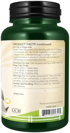 Now Pets, UC-II® Advanced Joint Mobility for Dogs and Cats, Veterinarian formulated, Help Maintain Cartilage and Connective Tissue*, 60 Chewable Tablets (60 Grams)