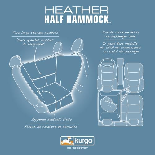 Kurgo Heather Half Hammock Seat Cover - Heather Grey
