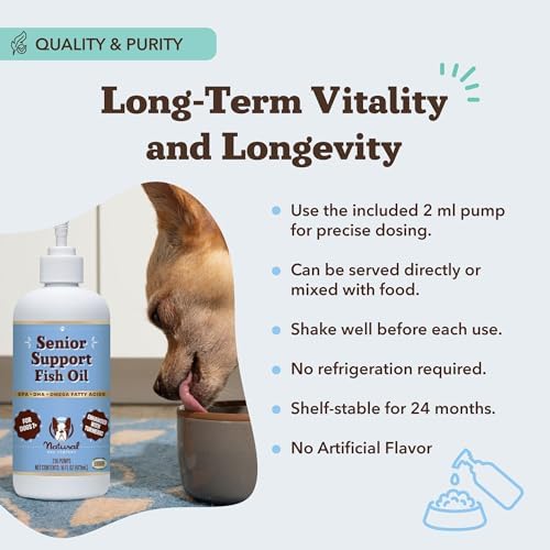 Natural Dog Company Senior Dog Bundle – Omega 3 Fish Oil Liquid 16oz & Senior Wellness Chews 90ct – Support Mobility, Brain, Heart & Eye Health with Turmeric, Salmon, Lion’s Mane & Omega-3s