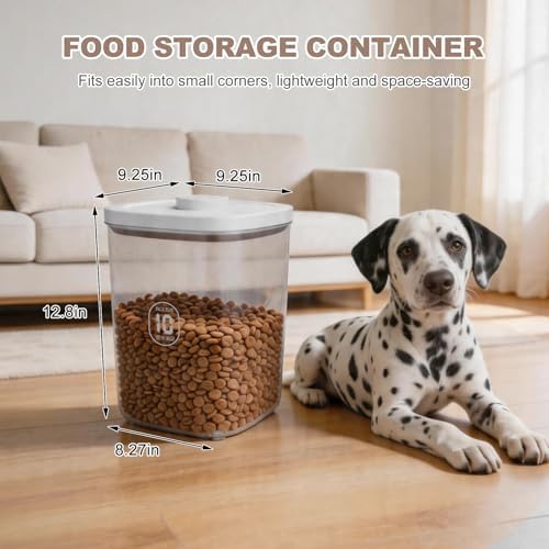 LEAWALK 10Lbs/10.57Qt Airtight Dog Cat Food Storage Container and Dog Treat Containers BPA-Free, PET Clear Stackable Pet Storage Bin, Pop Top, 1-Cup Scoop for Pet Food/Rice/Flour/Bread/Grains
