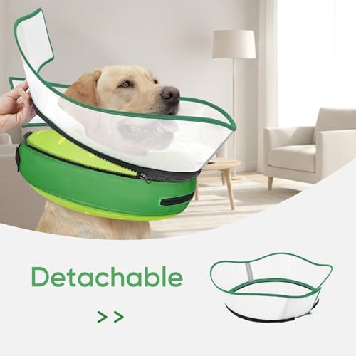 Supet Raised Inflatable Dog Cone After Surgery - Adjustable Recovery Donut Collar with Removable Shield to Stop Licking Wounds & Protect Stitches - Soft Dog Cone Alternative for Medium Dogs (Kiwi,M)