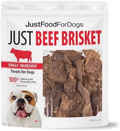 JustFoodForDogs Single Ingredient Jerky Dog Treats - Beef Brisket, 5oz