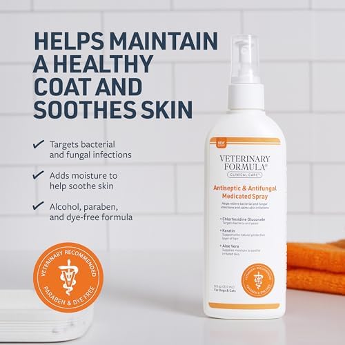 Veterinary Formula Clinical Care Antiseptic & Antifungal Spray, 8 fl oz | Helps Soothe Red, Scaly & Greasy Skin