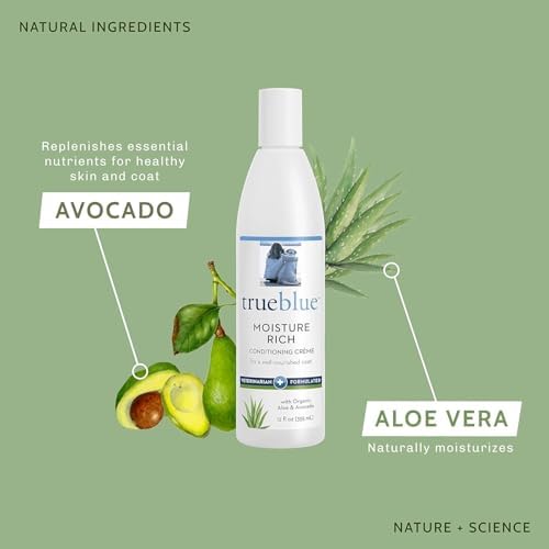 Trueblue Aloe & Avocado Moisture-Rich Conditioning Dog Crème – Conditioner Cream for Dogs, Puppies - Deodorizing, Moisturizing, Tearless – Toxin Free, Natural Botanical Blend – 12 Fl. Oz.