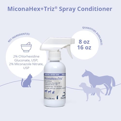MiconaHex+Triz Spray Conditioner for Dogs, Cats and Horses, 8 oz, Clear | Antibiofilm, Moisturizing; Packaging May Vary