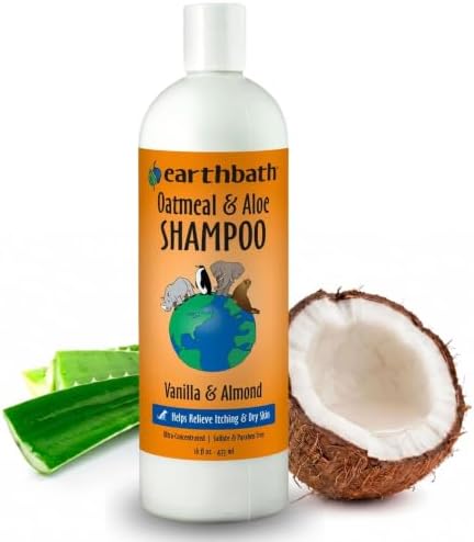 earthbath Oatmeal & Aloe Dog Shampoo, Itchy, Dog Wash, 16 Oz (1 Pack) | Oatmeal Shampoo For Dogs, Dry Skin Relief, Made in USA, Cruelty Free Pet Shampoos - Vanilla & Almond
