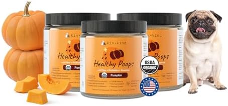 kin+kind Healthy Poops – USDA Organic Pumpkin Powder for Dogs and Cats – Prebiotic Pumpkin Powder, Supports Probiotic Activity – Med. 3-Pack (3 x 4 oz)