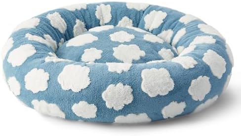 LE SURE Shown on TV Jacquard Donut Dog Beds Medium Sized Dog,Blue 30x30x8in