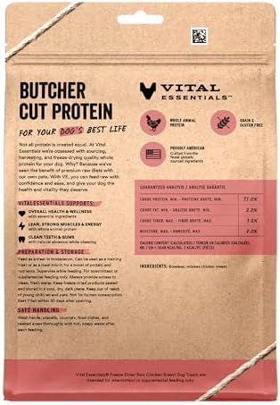Vital Essentials Freeze Dried Dog Treats, Chicken Breast, 10 oz Bag