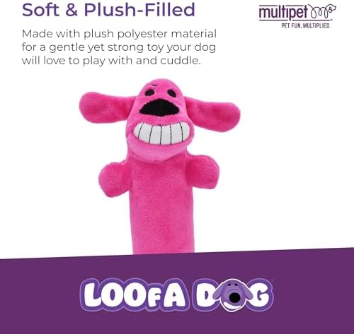 Multipet Original Loofa Dog Plush Toy - Squeaky Toy for All Dogs - Extra Soft Plush - Stuffed Animal Dog Toys for Playing (1 Count, 6”, Random Color Surprise)