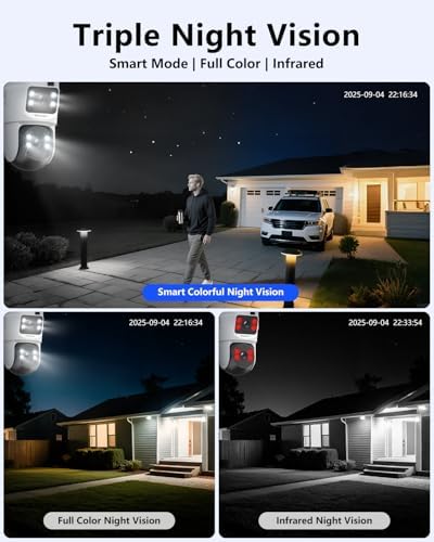 WEILAILIFE 【2-Way Audio】 4MP Extend PTZ Security Cameras Wireless Outdoor