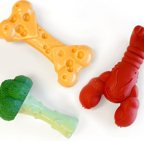 Nylabone Power Chew Toy Bundle, Dog Toys for Aggressive Chewers, 3 Pack | Dog chews toys for large dogs up to 50 lbs, filet mignon, cheese, and bacon flavors, textures to clean teeth
