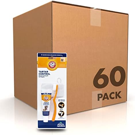 Arm & Hammer Tartar Control Puppy Dental Kit, Vanilla Ginger, 3 Pc, 60-Pack | Includes toothbrush, toothpaste, and finger brush, vanilla ginger flavor, for puppy dental health daily