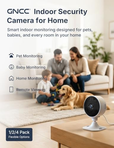 GNCC 2.4GHz Indoor Security Camera for Home, 1080P Baby & Pet Cam, 4-Pack