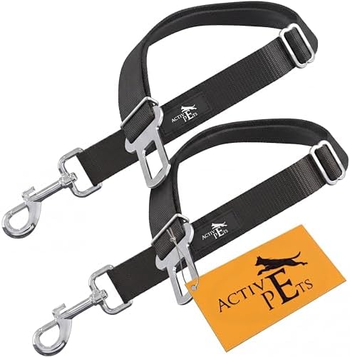 Active Pets Car Seat Belt for Dogs - Black, 2-Pack, 18-24in