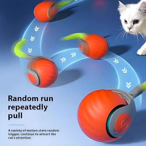 2026 Interactive Cat Toys Ball, Automatic Rolling Adult Cat Toy, Smart Moving Dog Toys for Bored Indoor Outdoor - Motion Activated Cat Toy Power Ball 2.0 Cat Toy (red)