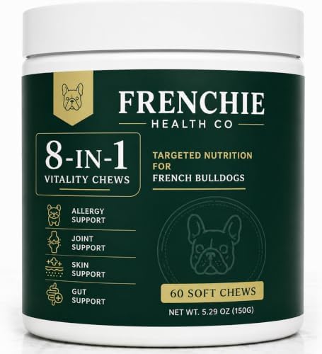 Frenchie Health Co 8-in-1 Daily Health Chews,Frenchie Health Co's Vitality Chew,Specially Designed for French Bulldogs,Daily Wellness Support Formula,Chewable Dog Vitamins, 60 Count